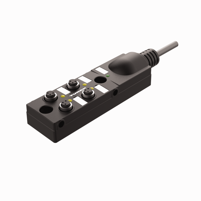 Turck Passive Actuator/Sensor Junction Box, 4 Ports - Ø 8 mm, I/O Slot with Integral Homerun Cable # TB-4M8Z-3P2-1