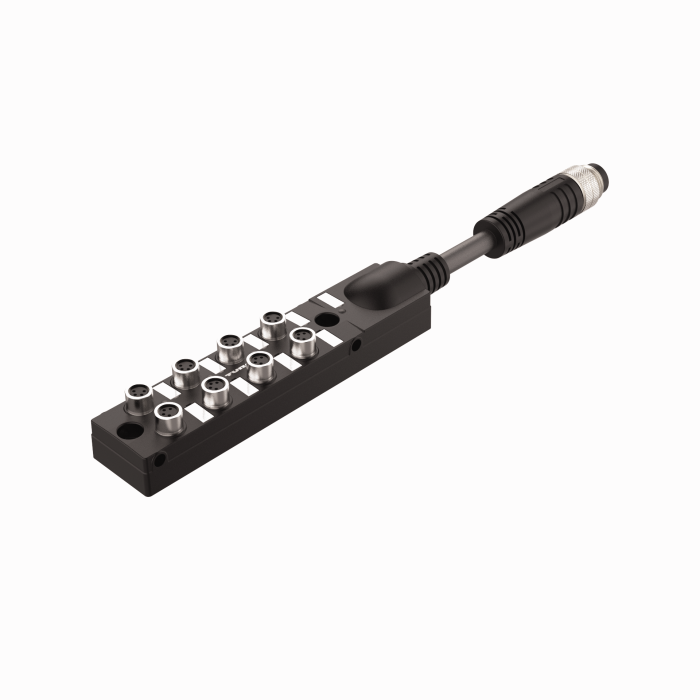Turck Passive Actuator/Sensor Junction Box, 8 Ports - M8, 4 pole I/O port with cable homerun # TB-8M8M-4-30-BSM19