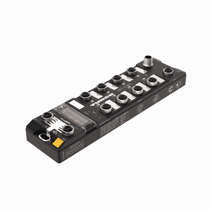 Turck Compact Multiprotocol RFID Module for Ethernet - 4 RFID Channels (HF/UHF) and 8 Universal Digital Channels, Configurable as PNP Inputs or 2-A Outputs # TBEN-LL-4RFID-8DXP