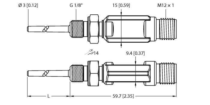 Turck Temperature Detection - With Current Output and PNP/NPN Transistor Switching Output # TTM-103A-G1/8-LIUPN-H1140-L013