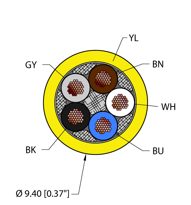 Turck Flexible Service Cable - Reelfast Bulk Cable # YEL,CPE,5X18,SJOOW,MSHA