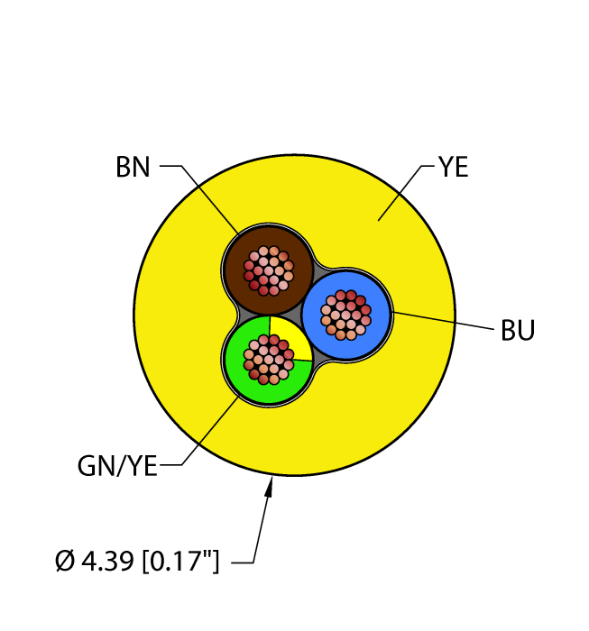 Turck General Purpose Cable - Reelfast Bulk Cable # YEL,PVC,3X22,AWM,MSHA