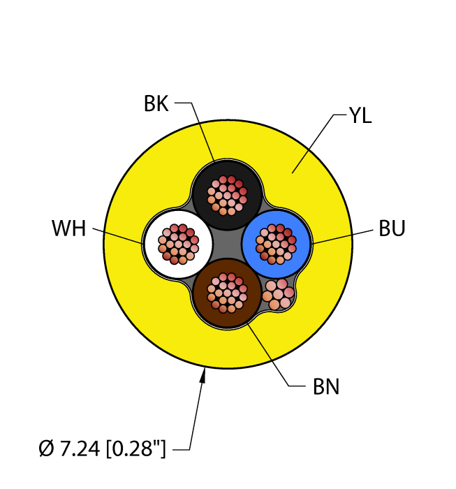 Turck Instrumentation Tray Cable - Reelfast Bulk Cable # YEL,PVC,4X18,S-DB,ITC