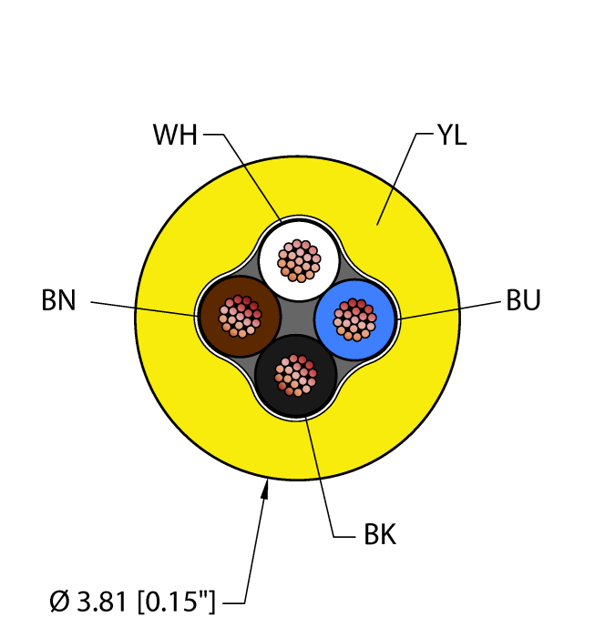 Turck General Purpose Cable - Reelfast Bulk Cable # YEL,PVC,4X24,AWM