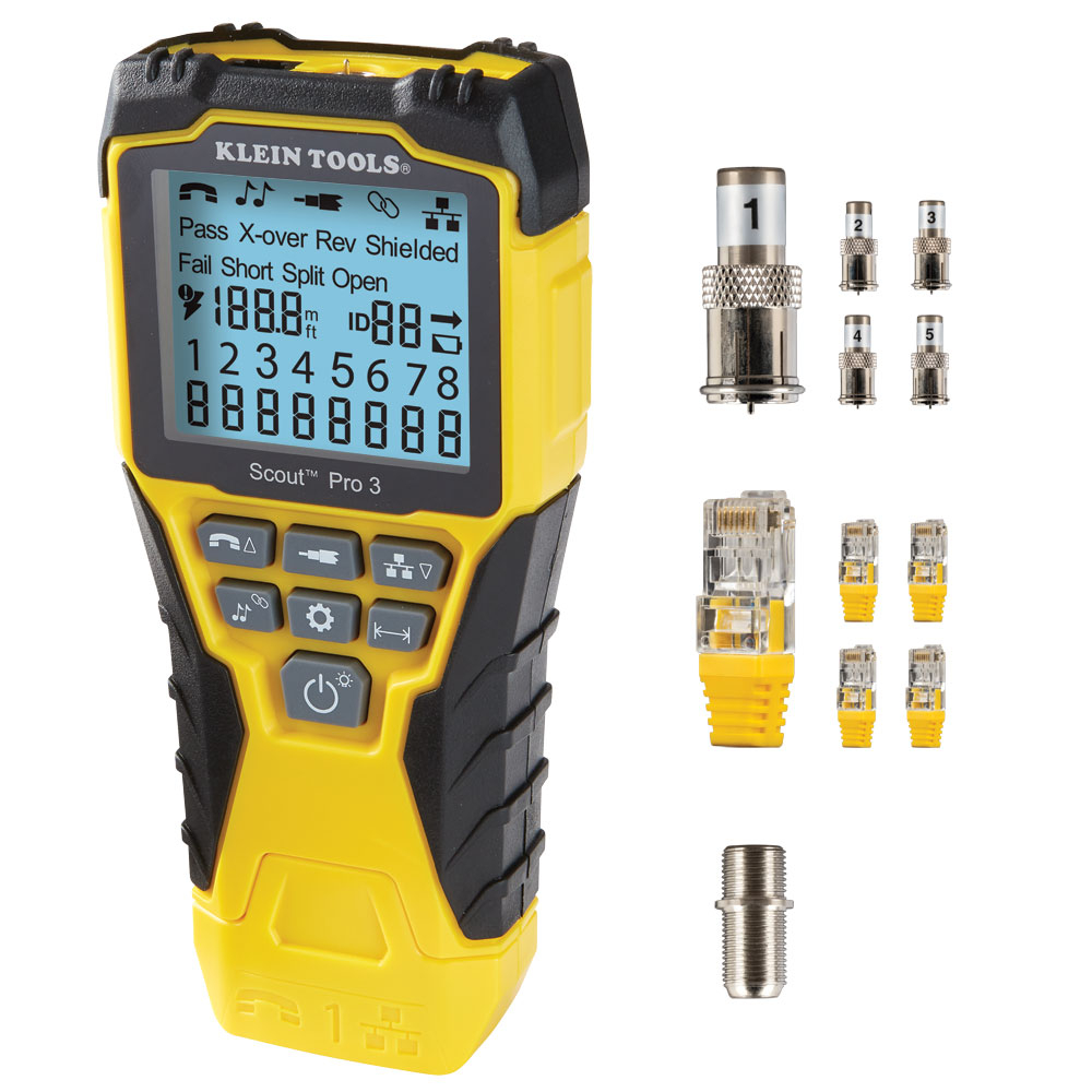 Klein Ethernet Cable Tester Kit with Scout Pro 3 Tester, Remotes and Adapter # VDV501-851
