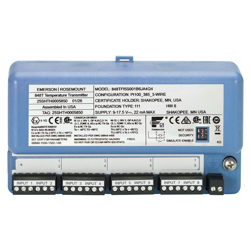 Rosemount 848T High-Density Temperature Transmitter (8-Input Fieldbus)